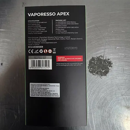 Photo de l’avis officiel: Vaporesso Cigarette électronique — risque: Risque chimique