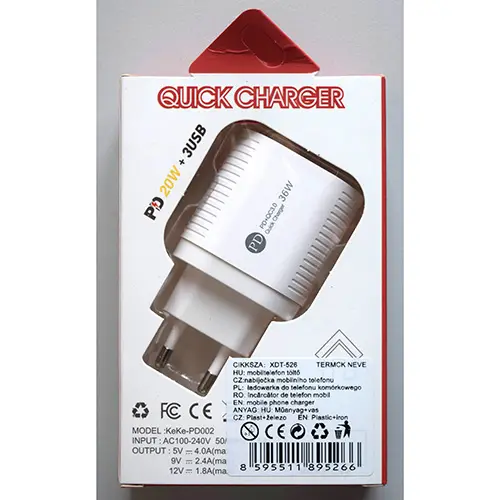 Photo de l’avis officiel: QUICK CHARGER Chargeur USB — risque: Choc électrique