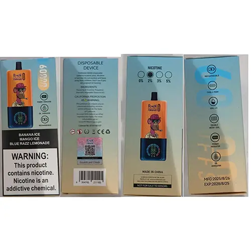 Foto aus der offiziellen Meldung: RENdM TORNADO RENdM TORNADO 60000 PUFFS 2% NICOTINE 12ML x 3 Elektronische Einwegzigarette — Risiko: Chemikalie