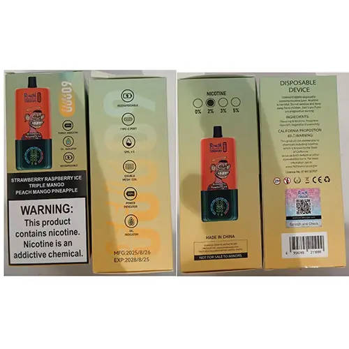 Foto aus der offiziellen Meldung: RENdM TORNADO RENdM TORNADO 60000 PUFFS 2% NICOTINE 12ML x 3 Elektronische Einwegzigarette — Risiko: Chemikalie