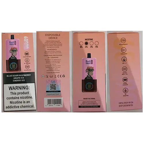 Foto aus der offiziellen Meldung: RENdM TORNADO RENdM TORNADO 60000 PUFFS 2% NICOTINE 12ML x 3 Elektronische Einwegzigarette — Risiko: Chemikalie