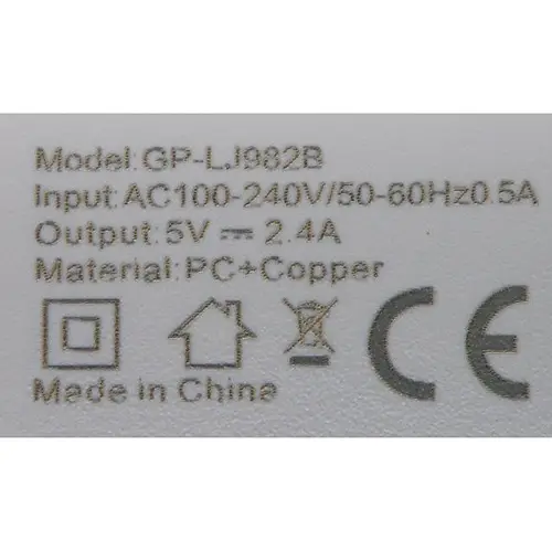 Photo de l’avis officiel: Gpengkj Chargeur USB — risque: Choc électrique (SR/02658/26)