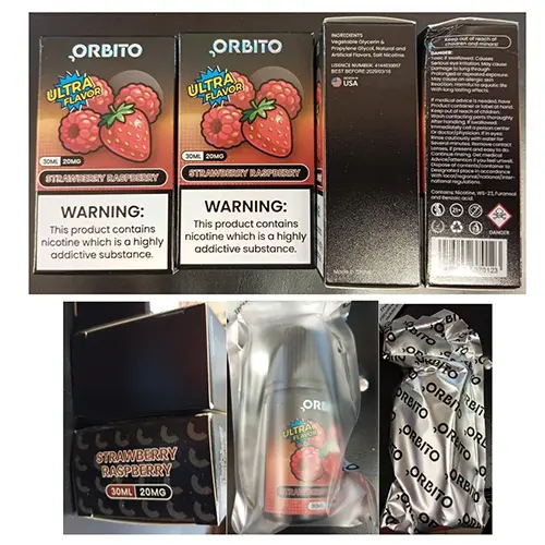 Photo from the official notice: ORBITO ULTRA FLAVOR electronic cigarette cartridge — chemical risk