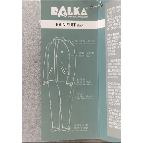 Photo from the official notice: Ralka Rain Suit — injuries & strangulation risk
