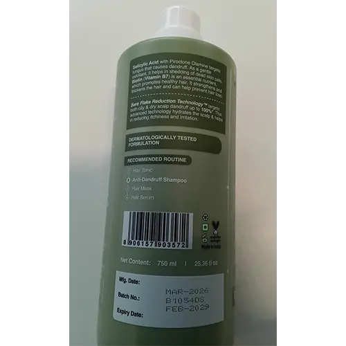 Photo from the official notice: Bare Anatomy Anti-Dandruff Shampoo — chemical risk