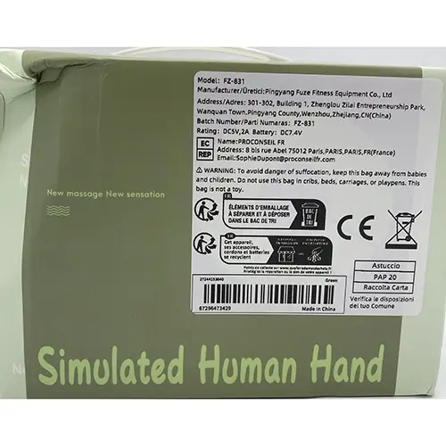Foto uit de officiële melding: Simulated Human Hand Massage Massagemachine — risico: Milieu