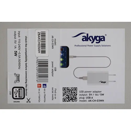 Photo from the official notice: Akyga USB power adapter usb charger — electric shock risk
