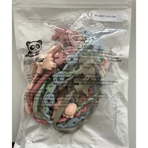 Photo from the official notice: PandaEar Pacifier Clips soother holder — strangulation risk