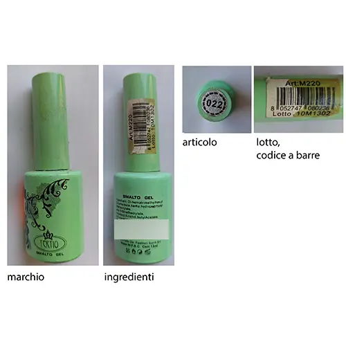 Foto uit de officiële melding: Tertio Smalto gel Gel nagellak — risico: Chemische risico's