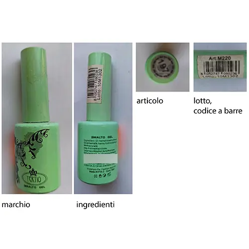 Foto uit de officiële melding: Tertio Smalto gel Gel nagellak — risico: Chemische risico's