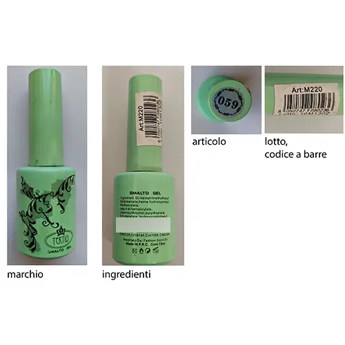 Foto uit de officiële melding: Tertio Smalto gel Gel nagellak — risico: Chemische risico's