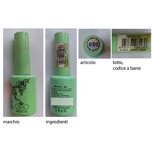 Foto uit de officiële melding: Tertio Smalto gel Gel nagellak — risico: Chemische risico's