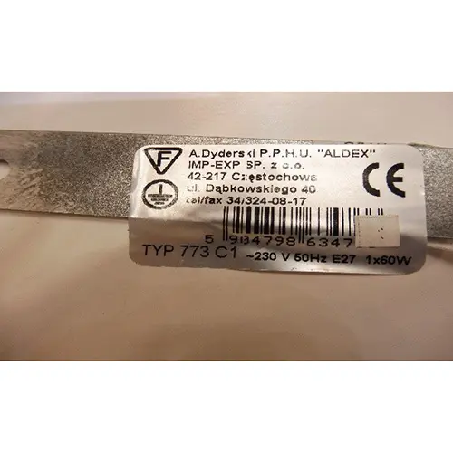 Foto do aviso oficial: ALDEX Lâmpada — risco: Choque elétrico