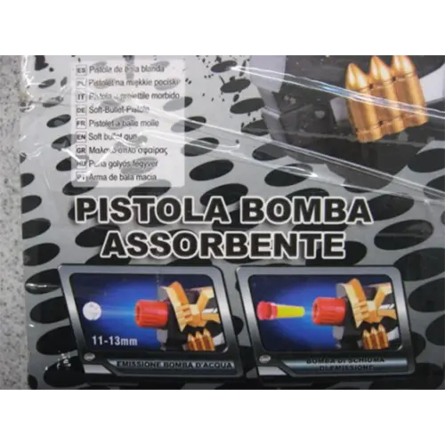 Photo de l’avis officiel: Mile Pistola bomba assorbente Pistolet jouet — risque: Étouffement & Blessures