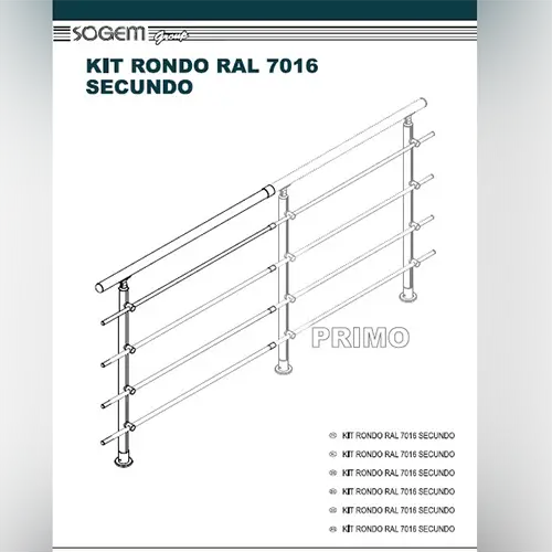 Photo from the official notice: SOGEM Garde-corps RONDO+ aluminium anthracite fixation sol béton – Kit de départ PRIMO guardrail — injuries risk
