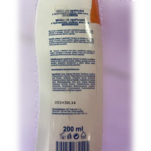 Foto aus der offiziellen Meldung: Helios Herb AFTER-SUN MILK WITH ALOE VERA AND D-PANTHENOL Nach Sonnencreme — Risiko: Chemikalie