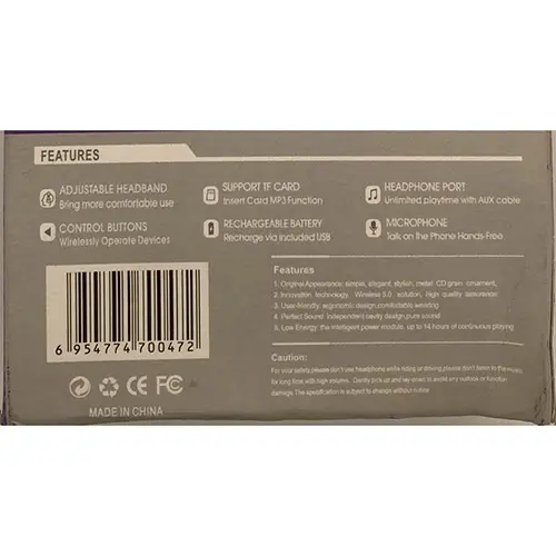 Photo from the official notice: Cat ear wireless headphone P47M wireless headphones — chemical & environment risk