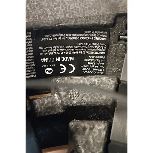 Photo from the official notice: Closca Helmet Loop bicycle helmet — injuries risk
