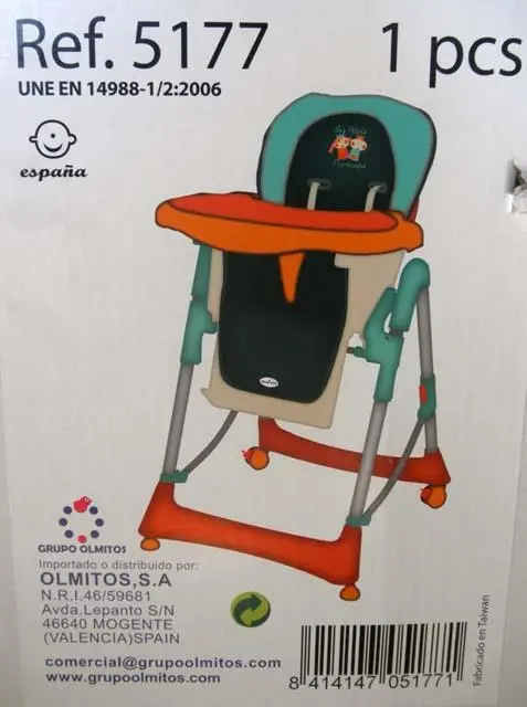Photo de l’avis officiel: Olmitos Les Petits Princeps Chaise haute — risque: Blessures
