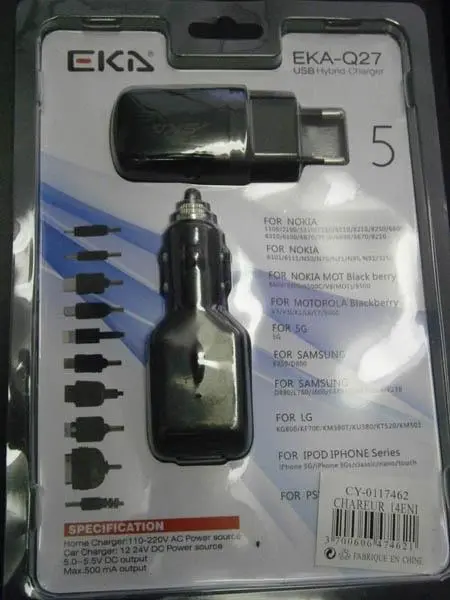 Photo de l’avis officiel: EKA USB Hybrid Charger Chargeur USB — risque: Choc électrique