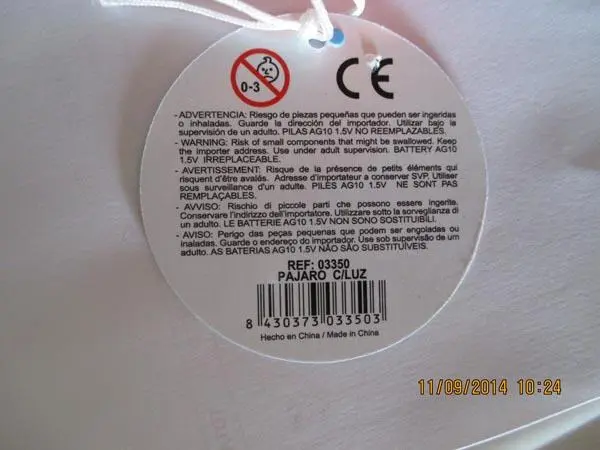 Foto do aviso oficial: Eurojuguetes Brinquedo de plástico — risco: Engasgamento