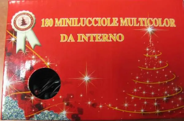 Photo de l’avis officiel: 180 Miniluccole Multicolor da Interno Chaîne d’éclairage — risque: Choc électrique