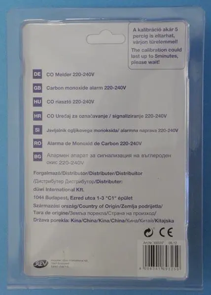 Foto uit de officiële melding: Düwi CO Melder 220-240V / Carbon Monoxide Alarm Koolmonoxidedetector — risico: Verstikking
