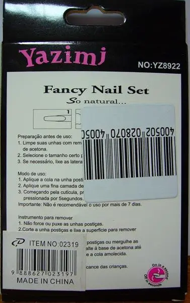 Foto dell’avviso ufficiale: Yazimj Fancy Nail Set Unghie false — rischio: Rischio chimico