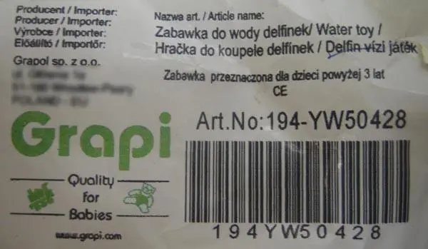 Photo from the official notice: Grapi Grapi fa késségfejlesztő játék wooden pull-along toy — choking risk