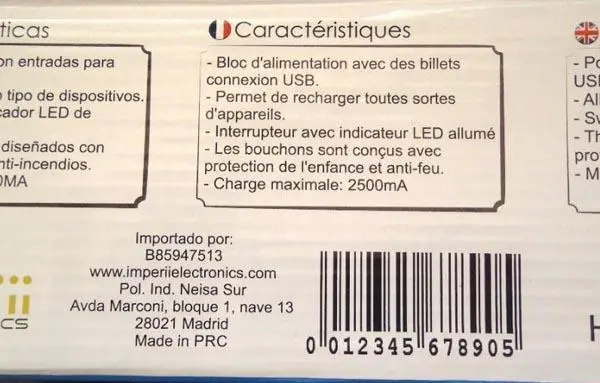 Photo de l’avis officiel: iMPerii Regleta Eléctrica con 2 USB Plomb d’extension — risque: Choc électrique
