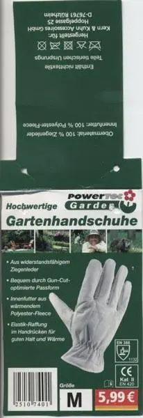 Foto aus der offiziellen Meldung: PowerTec Garden Gartenhandschuhe (Gardening Gloves) Gärtnerhandschuhe — Risiko: Chemikalie