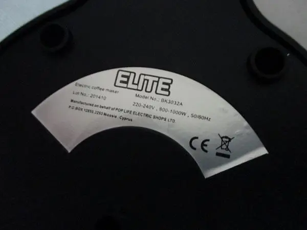 Photo de l’avis officiel: ELITE Electric Coffee Maker Cafetière — risque: Brûlures