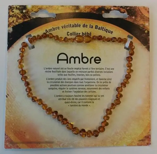 Foto dell’avviso ufficiale: Tempo ideal Ambre véritable de la Baltique - Collier bébé - Ambre (Genuine Baltic Amber - Baby Necklace - Ambe — rischio: Ostruzione delle vie aeree