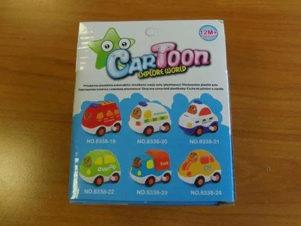 Photo from the official notice: MERX Cartoon Car wind-up toy — choking risk