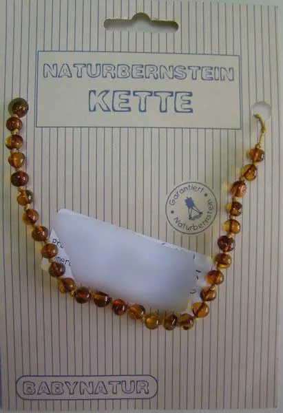 Foto do aviso oficial: Babynatur 'Naturbernstein Kette'  (Natural amber chain) Colar âmbar — risco: Engasgamento & Estrangulamento