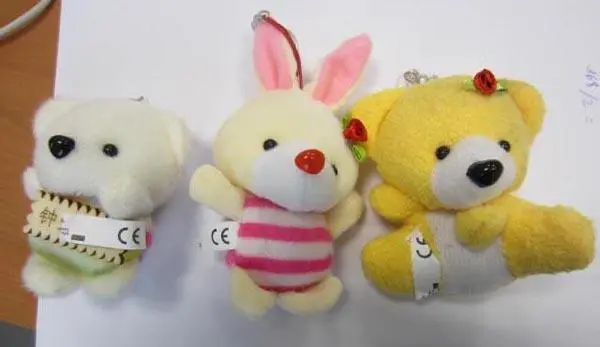 Photo from the official notice: ICEMEL soft toy animal with key ring — choking risk