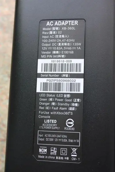 Photo de l’avis officiel: X-360 Slim AC Adapter Alimentation électrique — risque: Choc électrique
