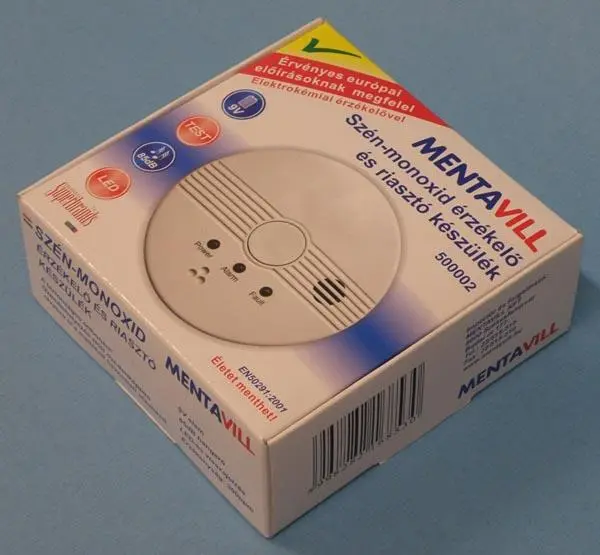 Photo de l’avis officiel: Mentavill Szén-monoxid érzékelő és riasztó készülék (Carbon-monoxide Detector and Alarm) Détecteur de monoxyde — risque: Asphyxie