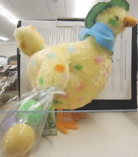 Photo from the official notice: Eddy Toys Poule - Chante et danse (Chicken - Sing &amp; dance) soft musical toy — choking risk