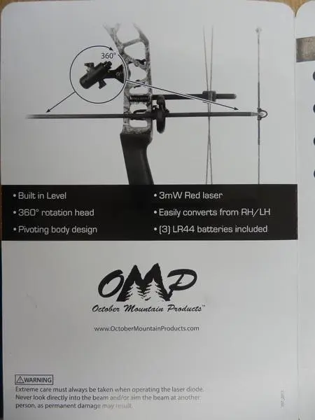Photo from the official notice: October Mountain Products Tru-Center laser aligner — damage to sight risk
