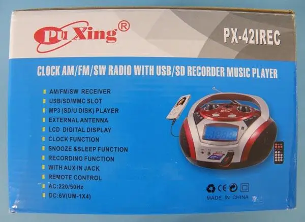 Photo de l’avis officiel: pu Xing Clock AM/FM6SW Radio with USB/SD Recorder Music Player Radio portable — risque: Choc électrique & Incendie