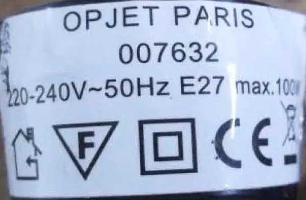 Photo de l’avis officiel: OPJET PARIS Lampe portative — risque: Brûlures & Choc électrique