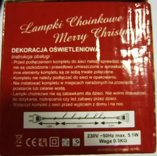 Photo from the official notice: Lampki Choinkowe - Merry Christmas lighting chain — electric shock risk