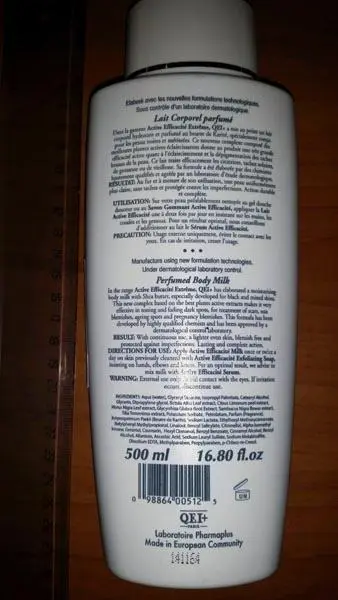 Foto aus der offiziellen Meldung: Laboratoire Pharmaplus QEI+ Paris - Qualité Extrême Intense - Active Efficacité Extrême Lait Corporel Produkt  — Risiko: Chemikalie