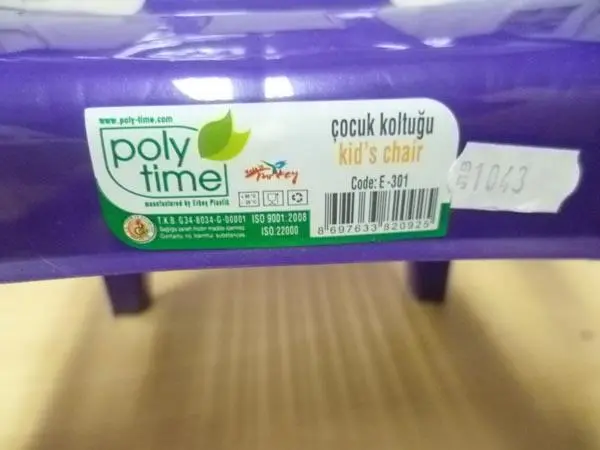 Foto uit de officiële melding: POLYTIME Kids chair Plastic kinderstoel — risico: Verwonding
