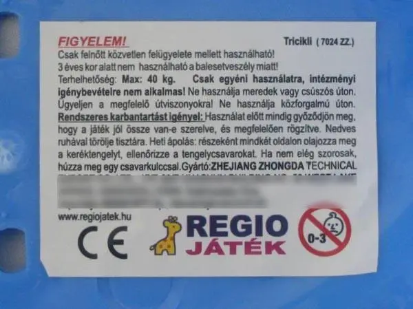 Foto aus der offiziellen Meldung: Kinder Dreirad — Risiko: Verletzungen (A11/0067/15)