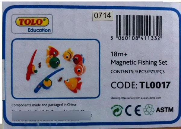 Photo de l’avis officiel: Tolo Jeu de pêche magnétique — risque: Étouffement & Blessures
