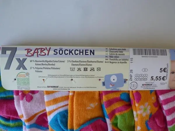 Photo de l’avis officiel: Sockswear Baby Söckchen ("Baby socks") Chaussettes bébé — risque: Risque chimique