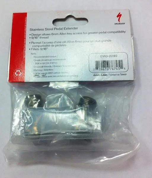 Foto do aviso oficial: Specialized Stainless Steel Pedal Extender Extensor do eixo do pedal da bicicleta — risco: Ferimentos