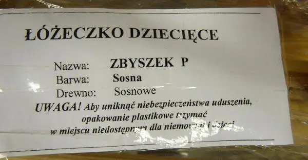 Foto dell’avviso ufficiale: Wujec meuble LOZECZKO DZIECIECE ("Baby cot") Lettino in legno — rischio: Lesioni